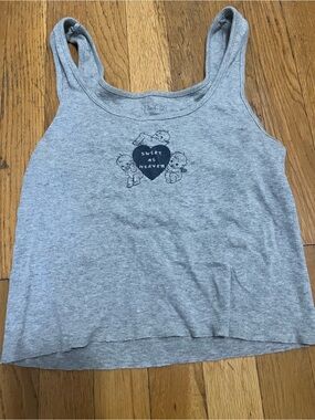 BRANDY MELVILLE Grey Graphic Tank Top "Sweet as Heaven"